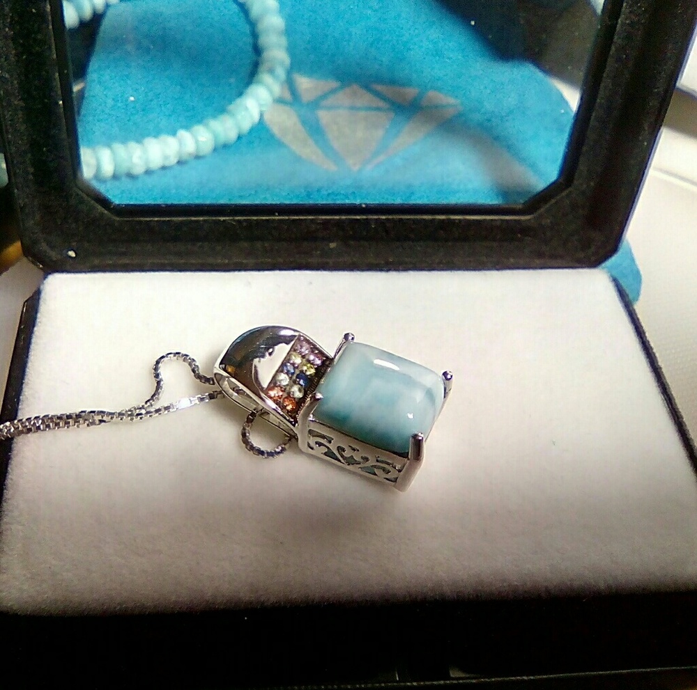 Larimar and Sapphire  Pendant